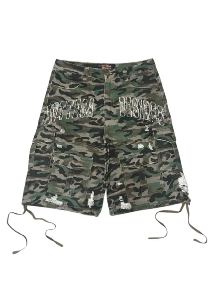 BOTTEGA DESIRES CAMO CARGO SHORTS